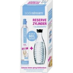 SodaStream Reserve CO₂-Zylinder 60L + 1 Glaskaraffe, Für Wassersprudler